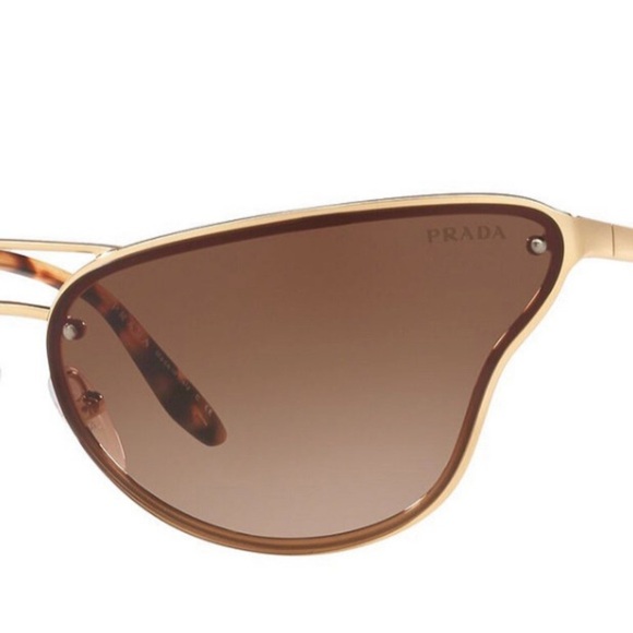 Prada Sunglasses GOLDEN FRAME CAT LENSES SHAPE ICONIC SOPHISTICATED - Picture 3 of 12